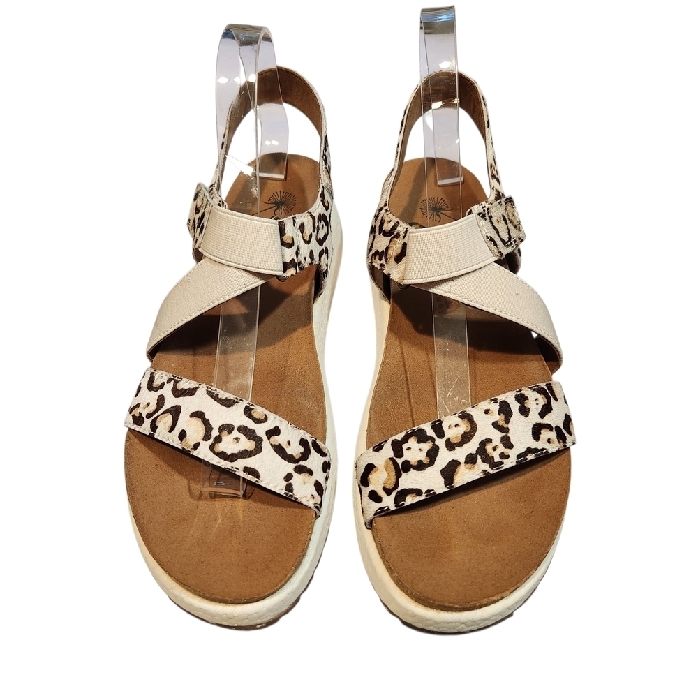 NWOB OTBT SIERRA LEOPARD PRINT CALF HAIR SANDSLS SZ 8.5